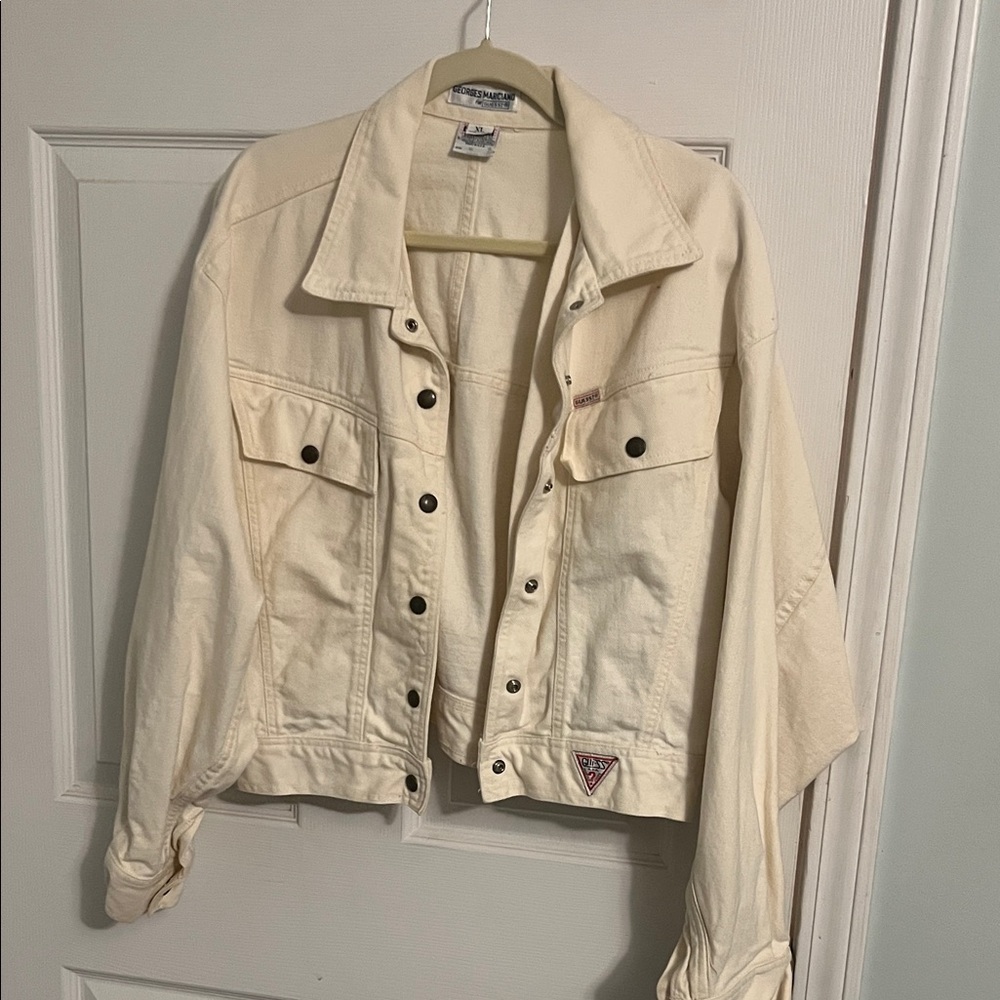 Guess Vintage Women's Off-White Denim Jacket